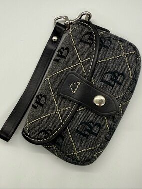 Dooney & Bourke DB Monogram Wristlet Y2K Canvas Pouch Black